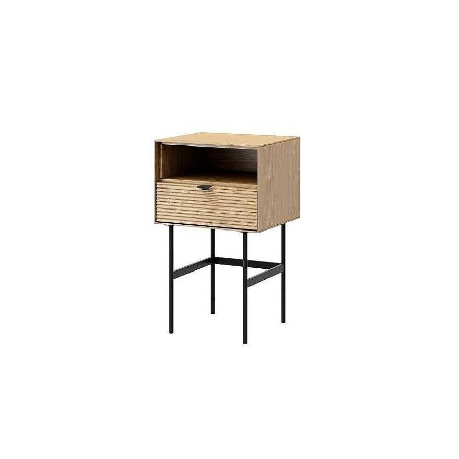 Dormitorio Somcasa Living Home | Mesita Alta Caj N Y Hueco Suede 40 Cm